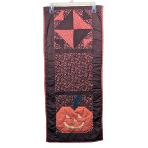Halloween Table Cloth Runner Quilted Patchwork Pumpkin Brown Orange